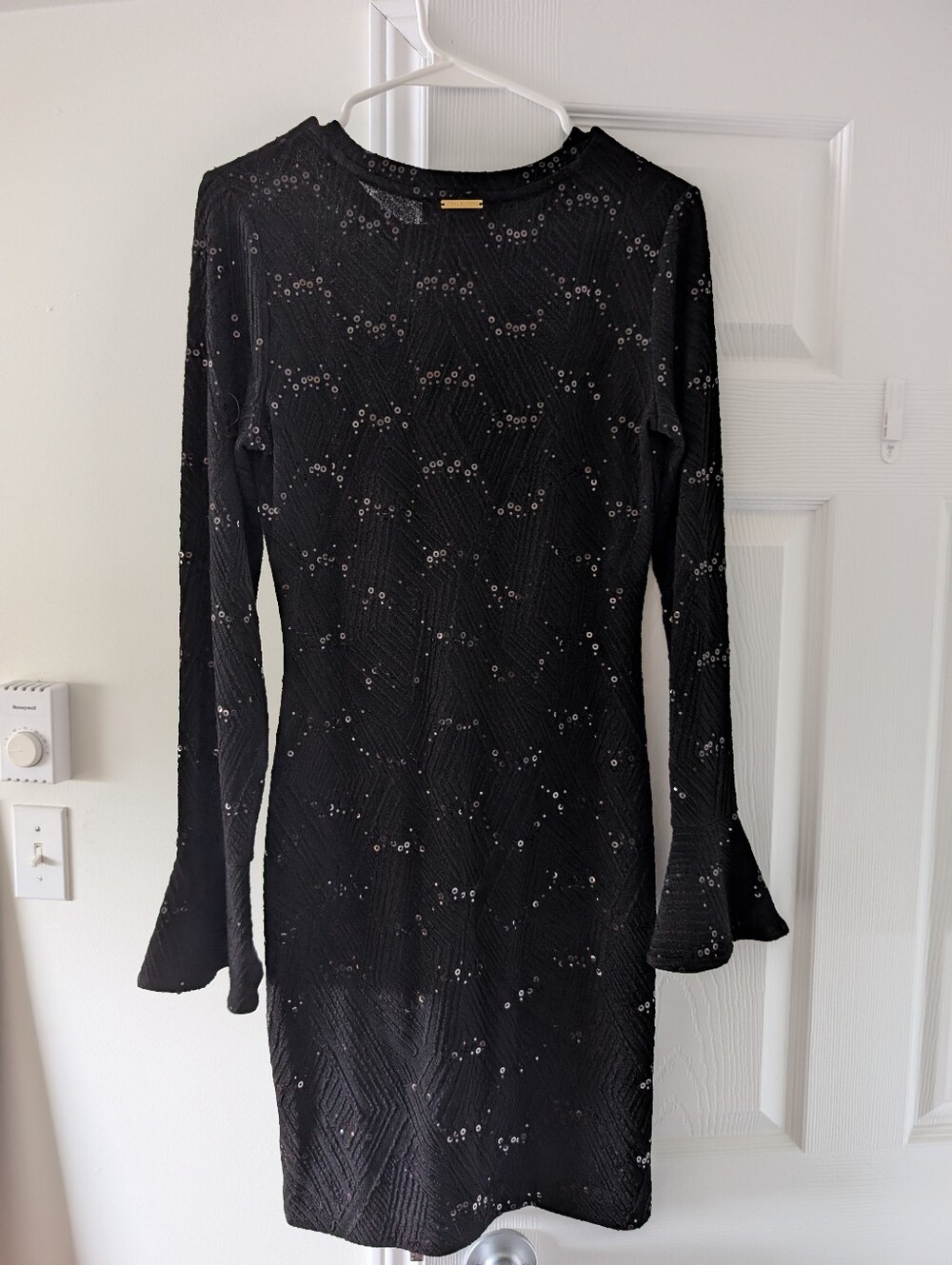 Michael Kors Black Long-Sleeve Sequin Sheath Dress